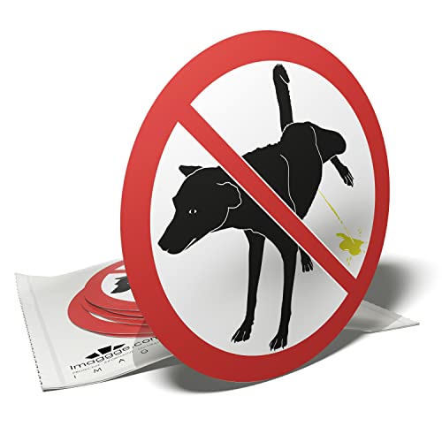 imaggge.com - Aufkleber Pipi Hund verboten - 6 runde Aufkleber - 9,5 cm - Rot/Weiß von imaggge.com