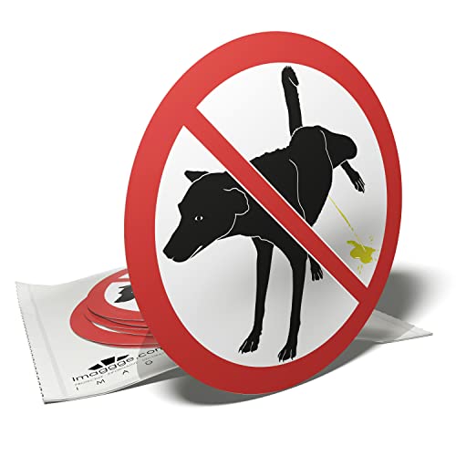 Aufkleber Pipi Hund verboten – Lassen Sie Hunde nicht urinieren – 6 runde Aufkleber – 9,5 cm von imaggge.com