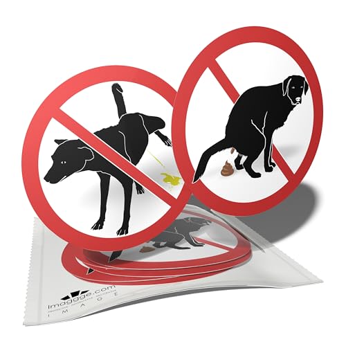 Aufkleber für Verbot Pipi und Kaka/Hundekot – Hunde nicht urinieren und verlassen – 6 runde Aufkleber – 9,5 cm von imaggge.com