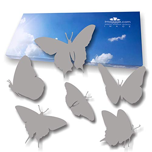 Fensteraufkleber für Glastüren (18 Schmetterlinge) - Verhindert Vogelschocks oder Menschen auf Fensterscheiben - Lichtgrau von imaggge.com