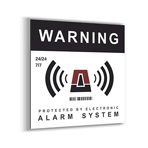 Hinweisschild – Warning – Protected by Electronic – Alarmsystem – quadratisch 15 cm – sehr robust – Aluminium (kein PVC) – Signalisierung eines Überwachungssystems/Kamera – für Wand, Pfosten, von imaggge.com