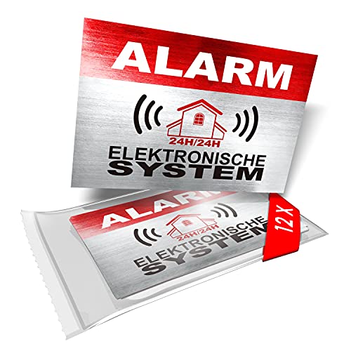 Imgge.com Alarm Abschreckung Aufkleber Elektronisches System 12 Stück Maße 8,5 x 5,5 cm von imaggge.com