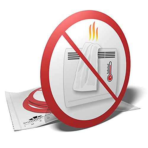Imaggge.com Sicherheitsaufkleber – Verbot der Abdeckung von elektrischen Heizkörpern (6 Stück, 9,5 cm Durchmesser, weiß, Vinyl) von imaggge.com