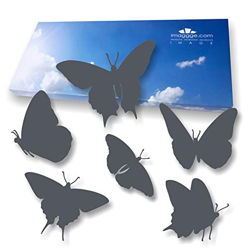 imaggge.com Anti-Kollisions-Aufkleber für Glastüren (18 Schmetterlinge) – verhindert Vogelschläge oder Personenschocks auf Fenstern, Farbe: Anthrazit von imaggge.com