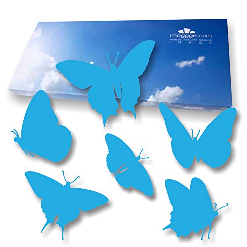 imaggge.com Anti-Kollisions-Aufkleber für Glastüren (18 Schmetterlinge) – verhindert Vogelschläge oder Personenschocks auf Fensterscheiben – Farbe: Himmelblau von imaggge.com