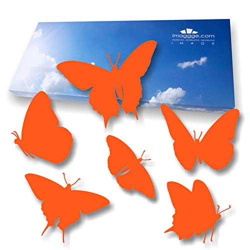 imaggge.com Anti-Kollisions-Aufkleber für Glastüren (18 Schmetterlinge) – verhindert Vogelschläge oder Personenschocks auf Fensterscheiben – Farbe: Orange von imaggge.com