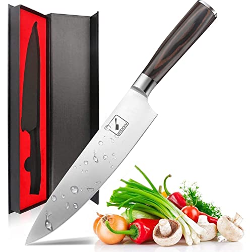 imarku kochmesser, 20CM küchenmesser Profi Messer, Hochkohlenstoff Edelstahl Chefmesser Scharf, Knife, Ergonomischer Pakka Griff—Muttertag Geschenk von imarku