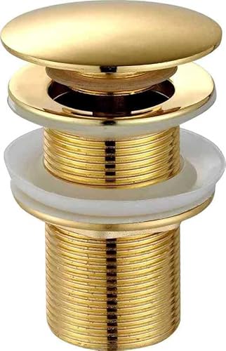 imiiHO 001 Ablaufgarnitur für Waschbecken mit Überlaufloch Schlitz Pop-Up Click Spring Stopfen Messing, Chromgold von imiiHO