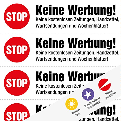 immi 40 Aufdrucke, Stop Keine Werbung Aufkleber (Weiß - gleiche Aufdrucke) von immi