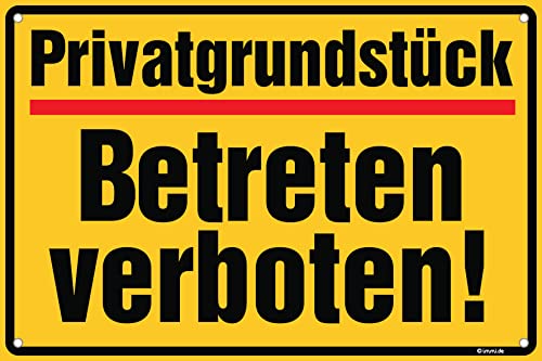 immi 1St. Privatgrundstück - Betreten verboten, Schild (gelb), Hartschaum, 30x20cm von immi