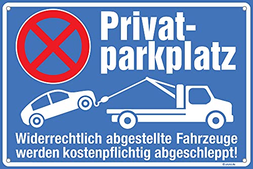 immi 1St. Privatparkplatz Schild (blau) mit Löcher zum Befestigen, große Schrift, 30x20cm von immi