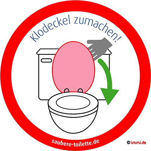 immi 4x Klodeckel runter, Saubere Toilette/WC Aufkl., Hygiene Aufkleber, 95mmØ von immi