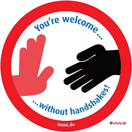 immi 4x Kein Händeschütteln (engl.) You're welcome without handshakes. No shaking hands, 95mmØ von immi