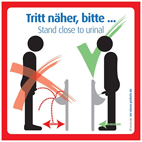 immi 4x Tritt näher, bitte, Pissoir Aufkleber, Urinal Schild, 9,8 cm von immi