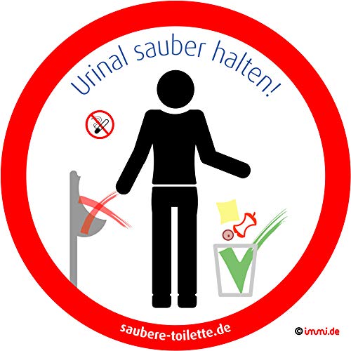 immi 8x Urinal sauber halten - Sauberes Pissoir Aufkleber, 95mmØ von immi