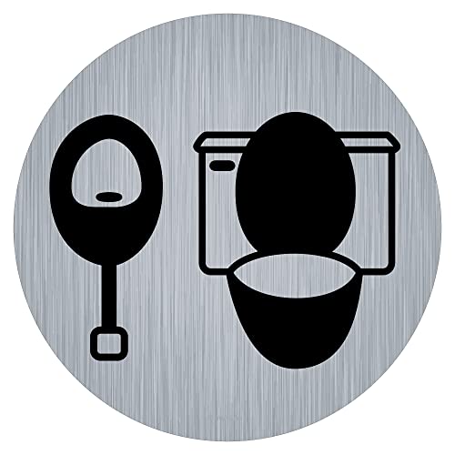 immi Piktogramm Aufkleber, Edelstahl-Optik, 9,5cmØ (Pissoir and toilet) von immi