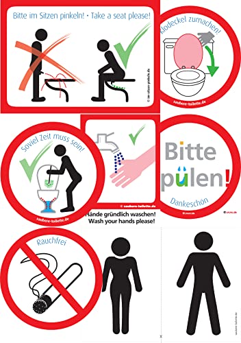 immi Saubere Toilette Aufkleber Bundle, Sitzen pinkeln, Klobürste verwenden,etc. von immi