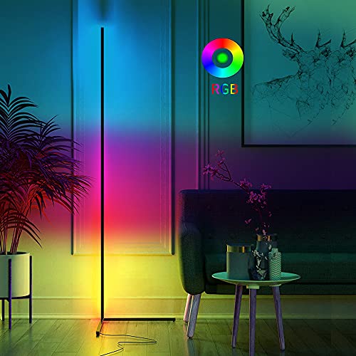 LED Stehlampe Dimmbar mit Fernbedienung, 156CM Eck Standleuchte für Wohnzimmer Schlafzimmer, Farbwechsel Lichtsaeule RGB Farbtemperaturen Ecklampe und Helligkeit Stufenlos Dimmbar Stehlampen von imodomio