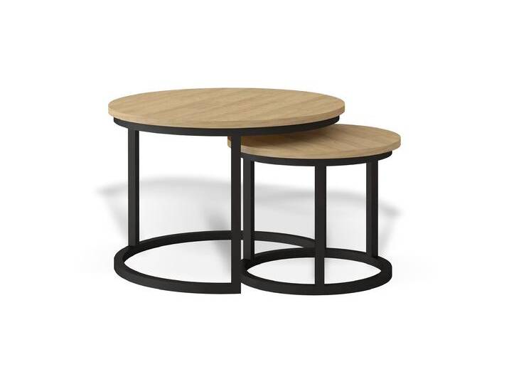 2er-Set Couchtische TORONTO I Schwarz Sonoma Eiche von imoebel24