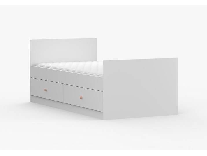 Bett 90x200 OLAF I Weiß Weiß Rosa von imoebel24