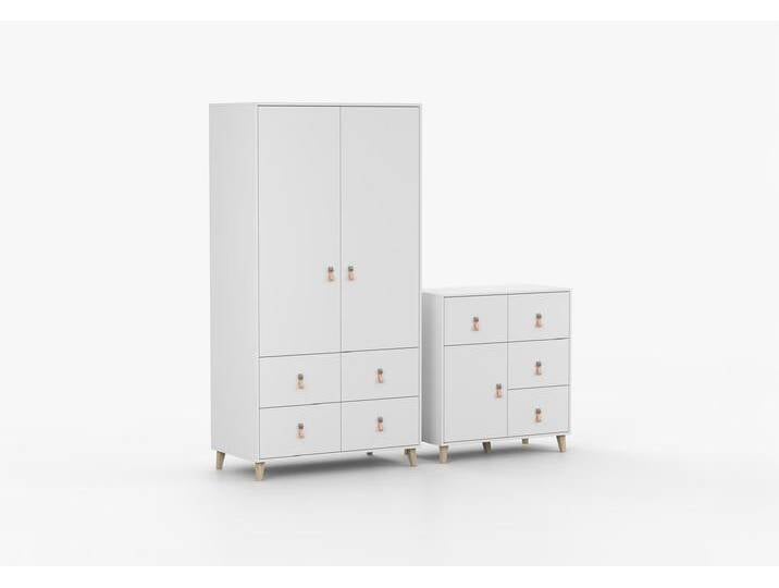Drehtürenschrank und Kommode 2-er Set FIGO 06/FIGO 03 Weiß Weiß Drehtürenschrank und Kommode 2-er Set FIGO 06/FIGO 03 Weiß Weiß von imoebel24