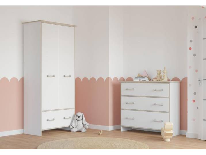 Drehtürenschrank und Kommode 2-er Set KOSMO 06/KOSMO 02 Weiß Weiß Drehtürenschrank und Kommode 2-er Set KOSMO 06/KOSMO 02 Weiß Weiß von imoebel24