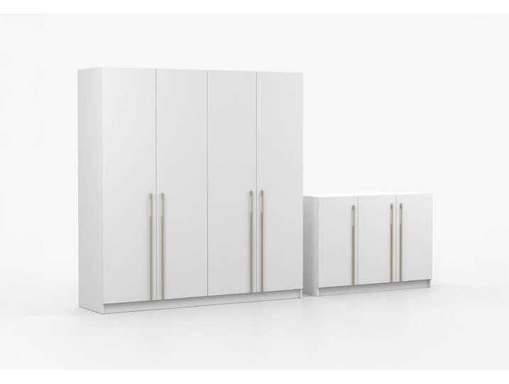 Drehtürenschrank und Kommode 2er-Set ROSA 4D/ROSA 3D Weiß Weiß Drehtürenschrank und Kommode 2er-Set ROSA 4D/ROSA 3D Weiß Weiß von imoebel24