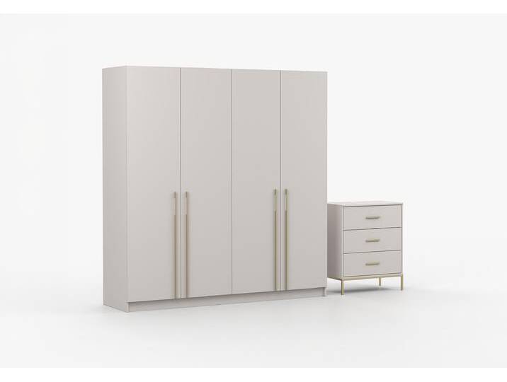 Drehtürenschrank und Kommode 2er-Set ROSA 4D/ROSA 3S III Kaschmir Kaschmir von imoebel24