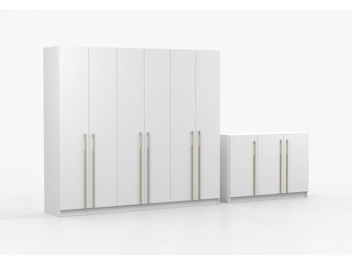 Drehtürenschrank und Kommode 2er-Set ROSA 6D/ROSA 3D Weiß Weiß Drehtürenschrank und Kommode 2er-Set ROSA 6D/ROSA 3D Weiß Weiß von imoebel24