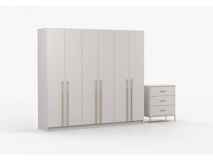 Drehtürenschrank und Kommode 2er-Set ROSA 6D/ROSA 3S III Kaschmir Kaschmir von imoebel24