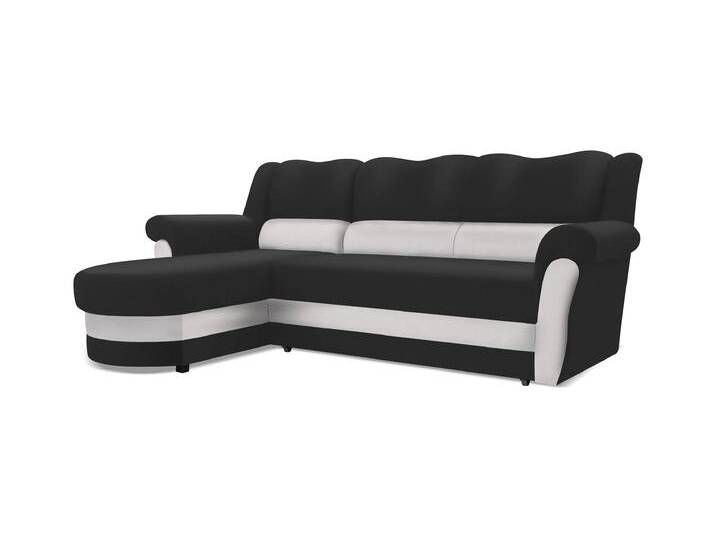 Ecksofa BRUNO Links Schwarz (Soft 11) + weiß (Soft 17) von imoebel24