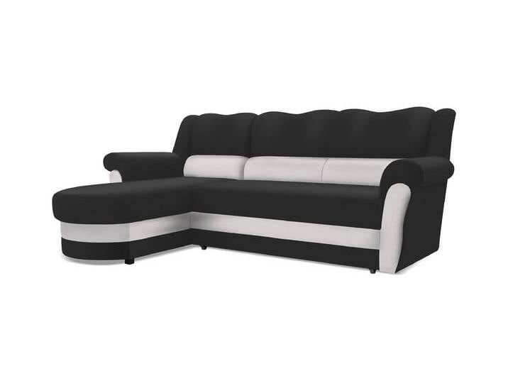 Ecksofa BRUNO Links Schwarz (Soft 11) + weiß (Soft 17) von imoebel24