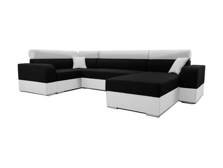 Ecksofa INFINITY SUPER Links U Schwarz/weiß (Bahama 36 + Soft 17) von imoebel24