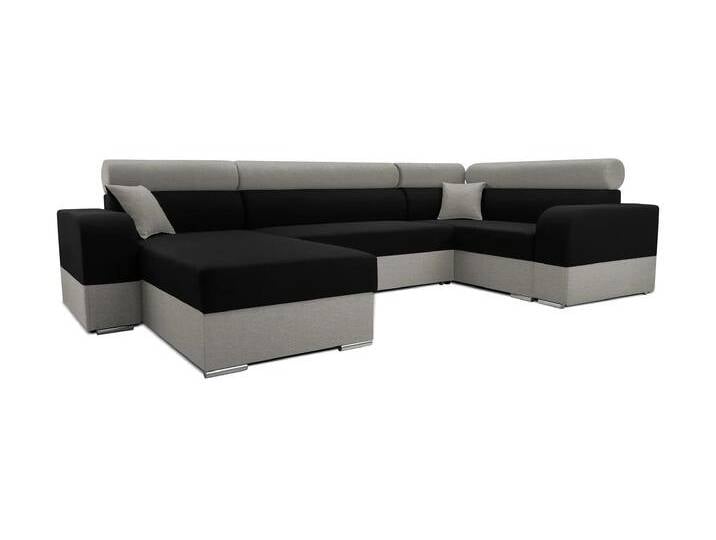 Ecksofa INFINITY SUPER Rechts U Schwarz/grau (Bahama 36 + Bahama 34) von imoebel24