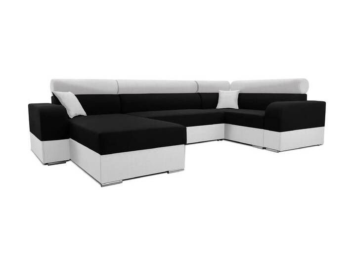 Ecksofa INFINITY SUPER Rechts U Schwarz/weiß (Bahama 36 + Soft 17) von imoebel24