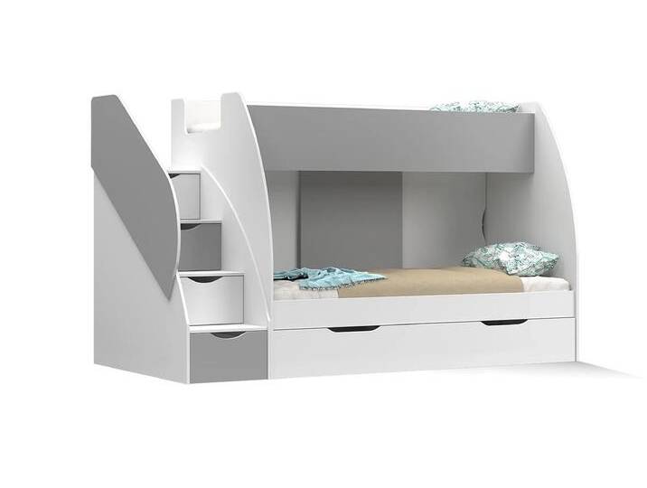 Hochbett 80x200 MARTIN Weiß Weiß + Grau Hochbett 80x200 MARTIN Weiß Weiß + Grau von imoebel24