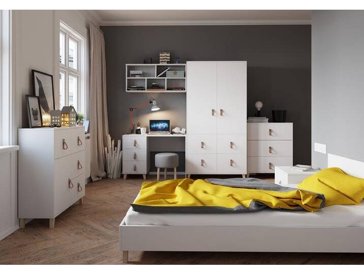 Jugendzimmer Komplett – Set FIGO 02 (7-teilig) Weiß Weiß von imoebel24