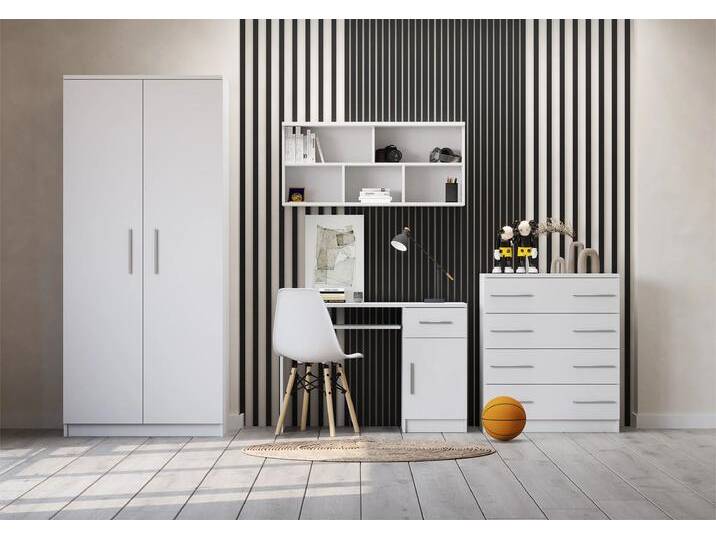 Jugendzimmer Komplett - Set OMEGA I (4-teilig) Weiß Weiß von imoebel24