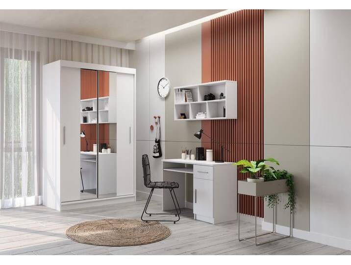 Jugendzimmer Komplett – Set TOBBY BB 01 (3-teilig) Weiß Weiß + Spiegel von imoebel24