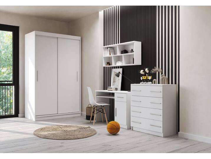 Jugendzimmer Komplett – Set TOBBY BIS BB 04 (4-teilig) Weiß Weiß von imoebel24