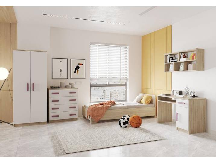 Kinderzimmer Komplett - Set JONAS III 05 (5-teilig) Sonoma Eiche Weiß Erika von imoebel24