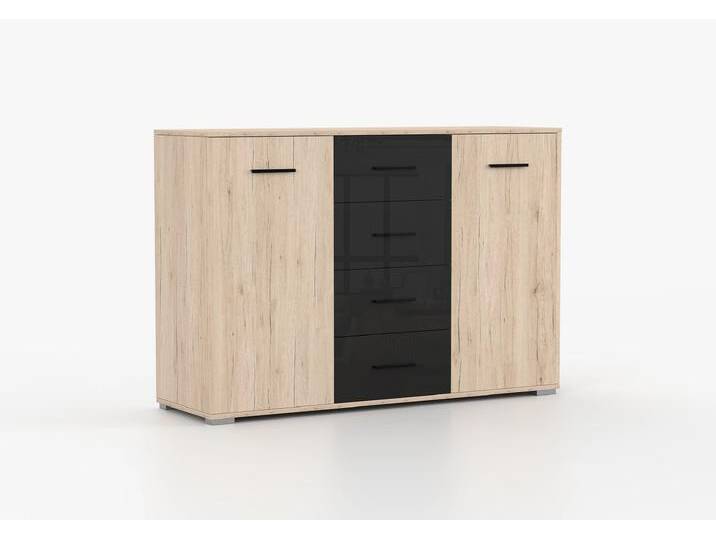 Kommode BARI 4S 135 cm San Remo Sand + Schwarz Semigloss San Remo Sand von imoebel24