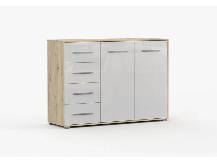 Kommode FRIDA 01 S AB 135 cm Artisan Eiche Weiß + Semigloss von imoebel24