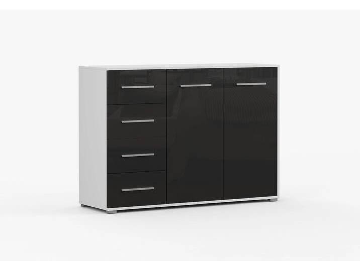 Kommode FRIDA 01 S BC 135 cm Weiß Schwarz + Semigloss von imoebel24