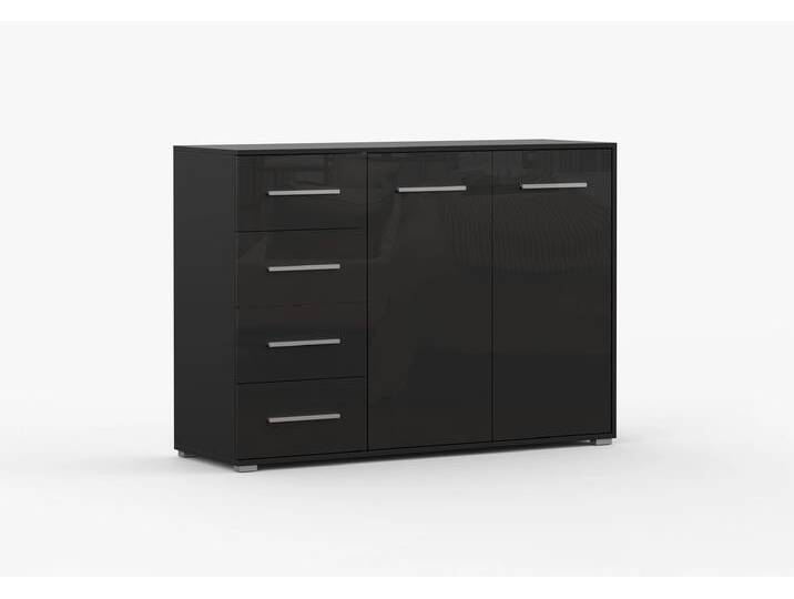 Kommode FRIDA 01 S CC 135 cm Schwarz Schwarz + Semigloss von imoebel24