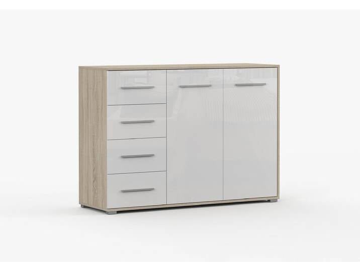 Kommode FRIDA 01 S SB 135 cm Sonoma Eiche Weiß + Semigloss Kommode FRIDA 01 S SB 135 cm Sonoma Eiche Weiß + Semigloss von imoebel24