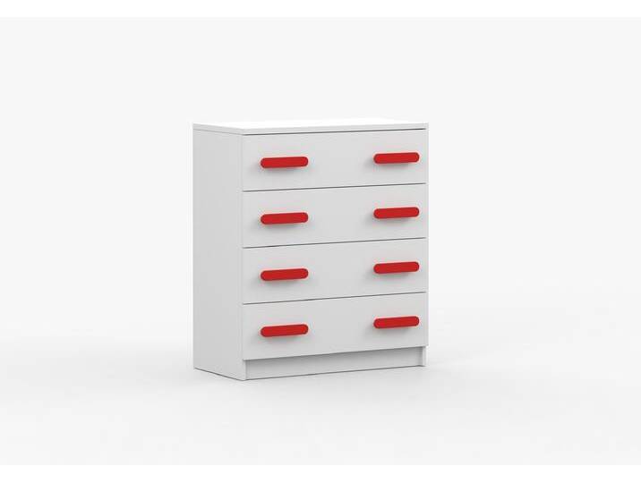 Kommode JONAS I 02 80 cm Weiß Weiß Rot von imoebel24