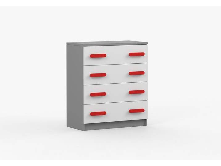 Kommode JONAS II 02 80 cm Grau Weiß Rot von imoebel24
