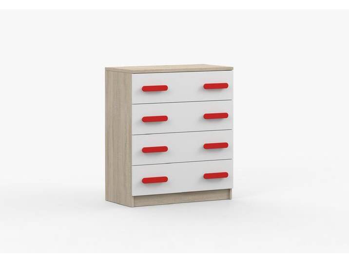 Kommode JONAS III 02 80 cm Sonoma Eiche Weiß Rot Kommode JONAS III 02 80 cm Sonoma Eiche Weiß Rot von imoebel24