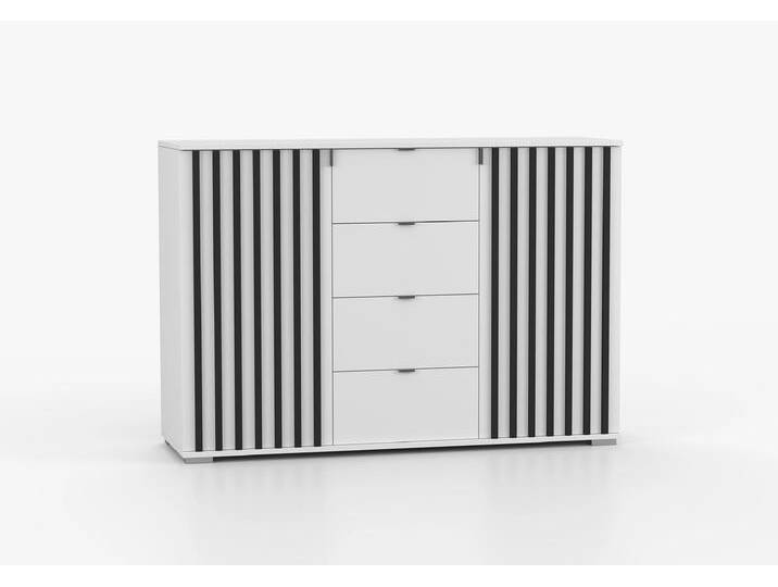 Kommode LARA II 4S 135 cm Weiß Weiß + Schwarz Kommode LARA II 4S 135 cm Weiß Weiß + Schwarz von imoebel24